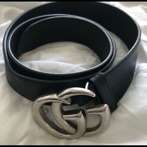 Gucci Silver and Black Double G Belt